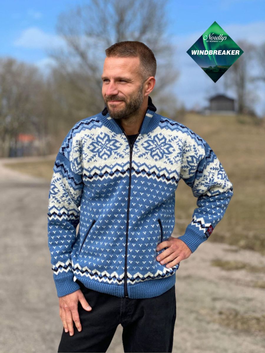 Nordlys Turist – vindtett ulljakke unisex blå/natur/marine